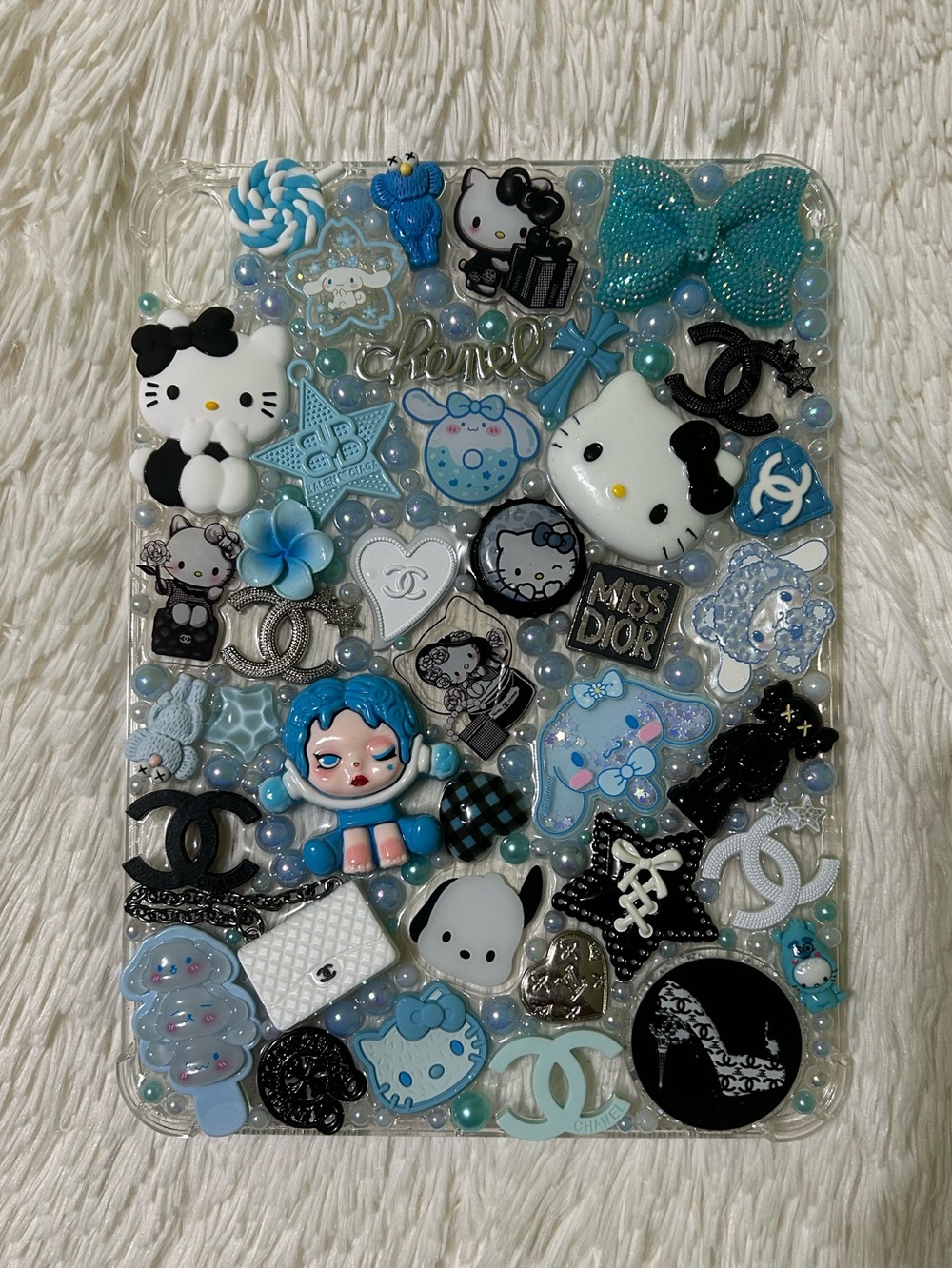 Handmade iPad 10th Gen Junk Case Hello Kitty Sanrio Kawaii Blue Y2K